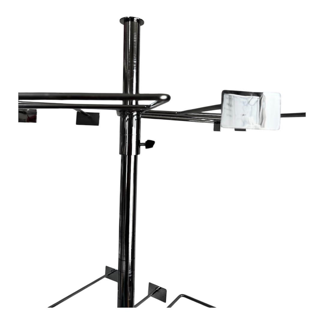 卍4段回転小物掛け　回転式ディスプレイ什器 4段 高さ調整可 キャスター付