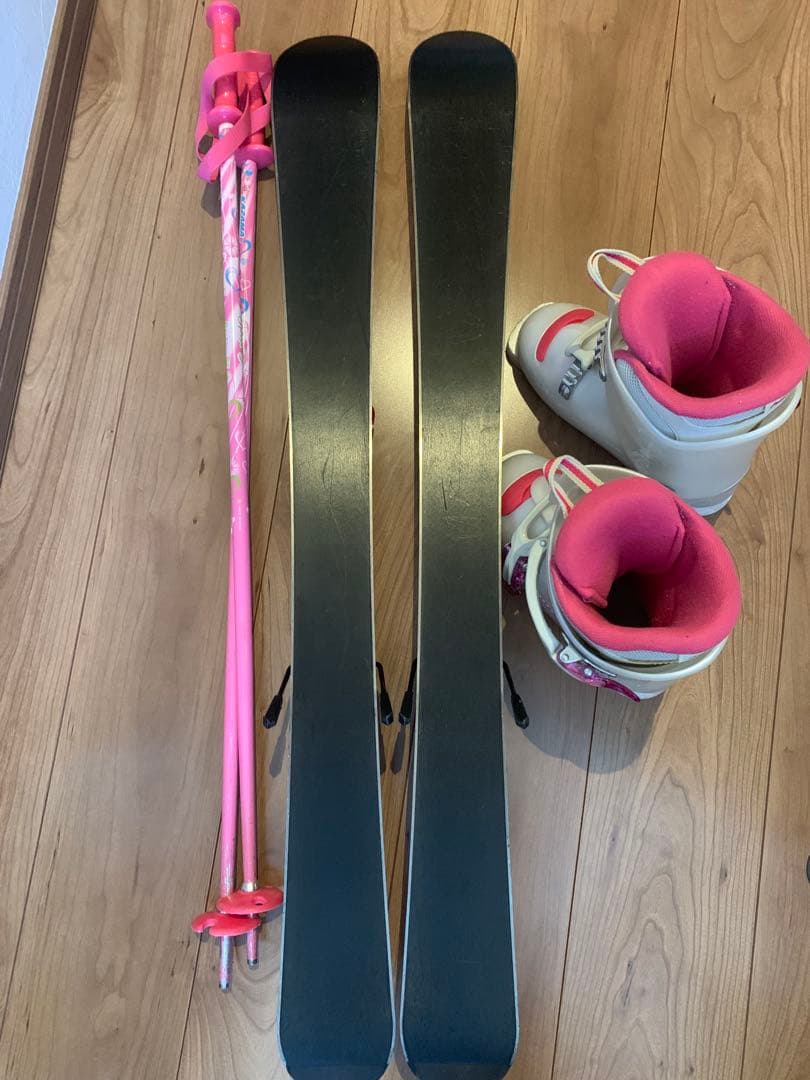 KAZAMA スキー板90&ストック、Hartブーツ19、ビンディングセット