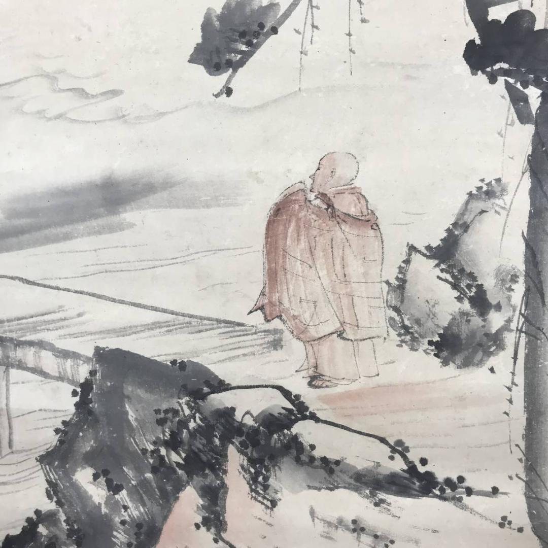 【真作】岡本豊彦/山水高僧画賛/除秀/掛軸☆宝船☆AB-538