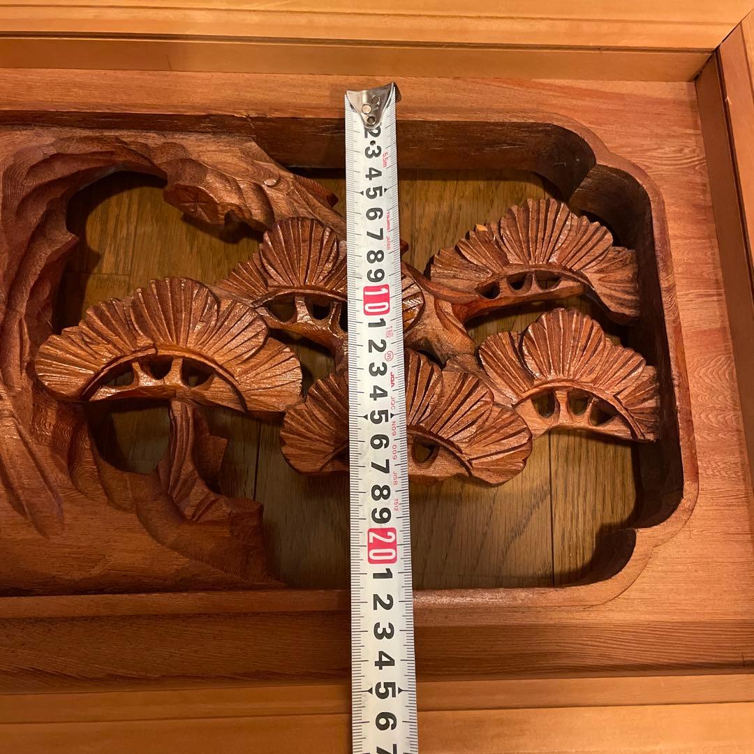 2つセット　欄間　鶴と松のデザイン　彫刻　両面彫り