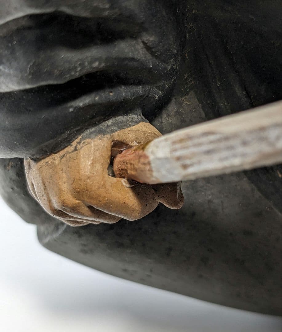 英昌堂泰山 京焼 千利休像 共箱合布 清水焼 陶器人形 置物 彩色陶器 千宗易