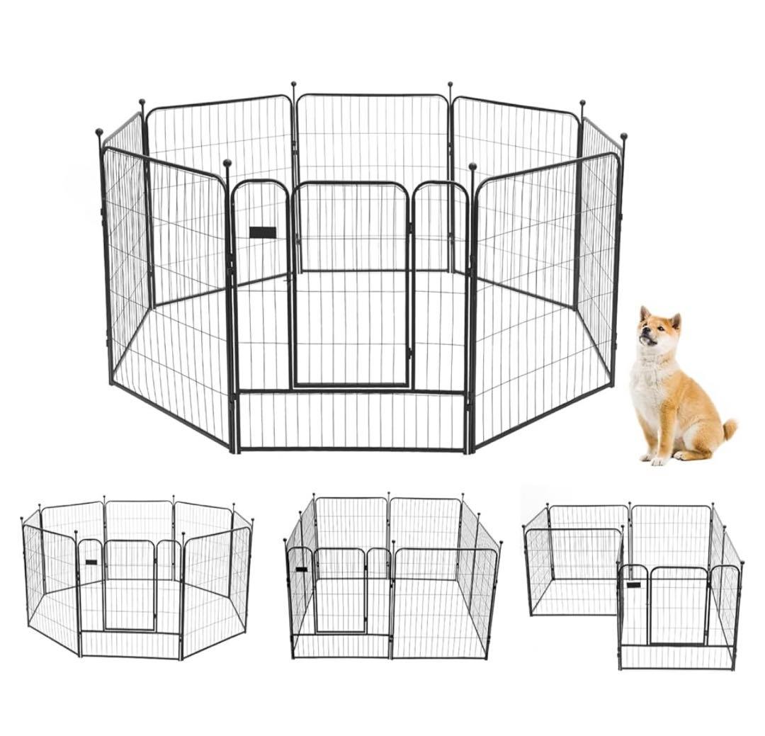 ペットサークル /フェンス ペットケージ 中大型犬用 スチール製 8枚組 ①