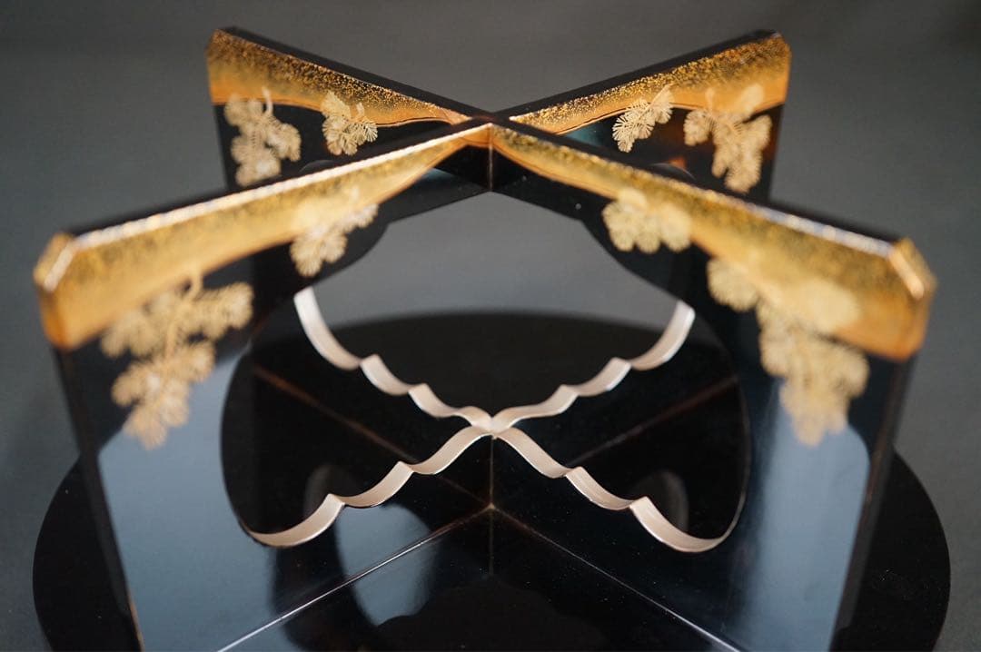 最上位作 加賀蒔絵 野村大仙 遠山若松蒔絵 丸三宝 梨地 共箱