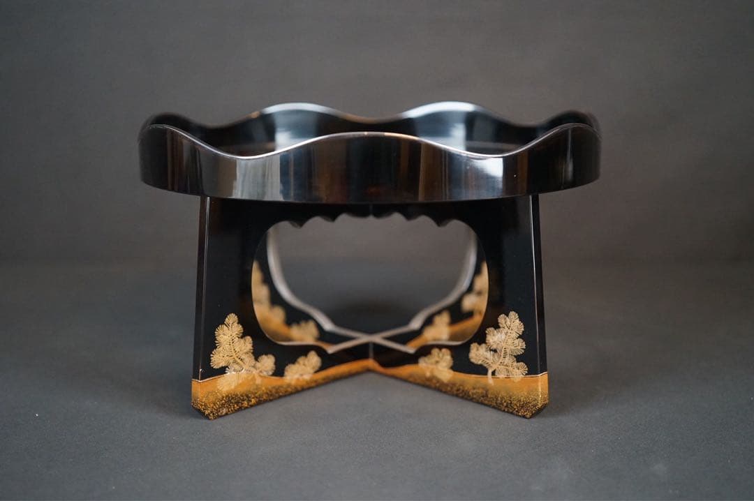 最上位作 加賀蒔絵 野村大仙 遠山若松蒔絵 丸三宝 梨地 共箱