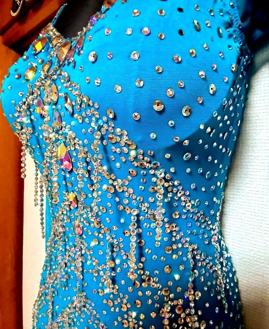 社交ダンス♡ジャンティ　ラテンドレス　ターコイズブルー　競技　デモ