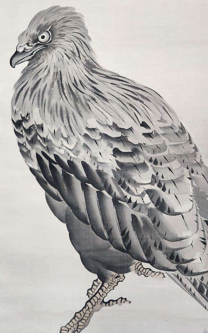 【雪中鷲図】久保田桃水 2699 ワシ 掛け軸 肉筆 共箱