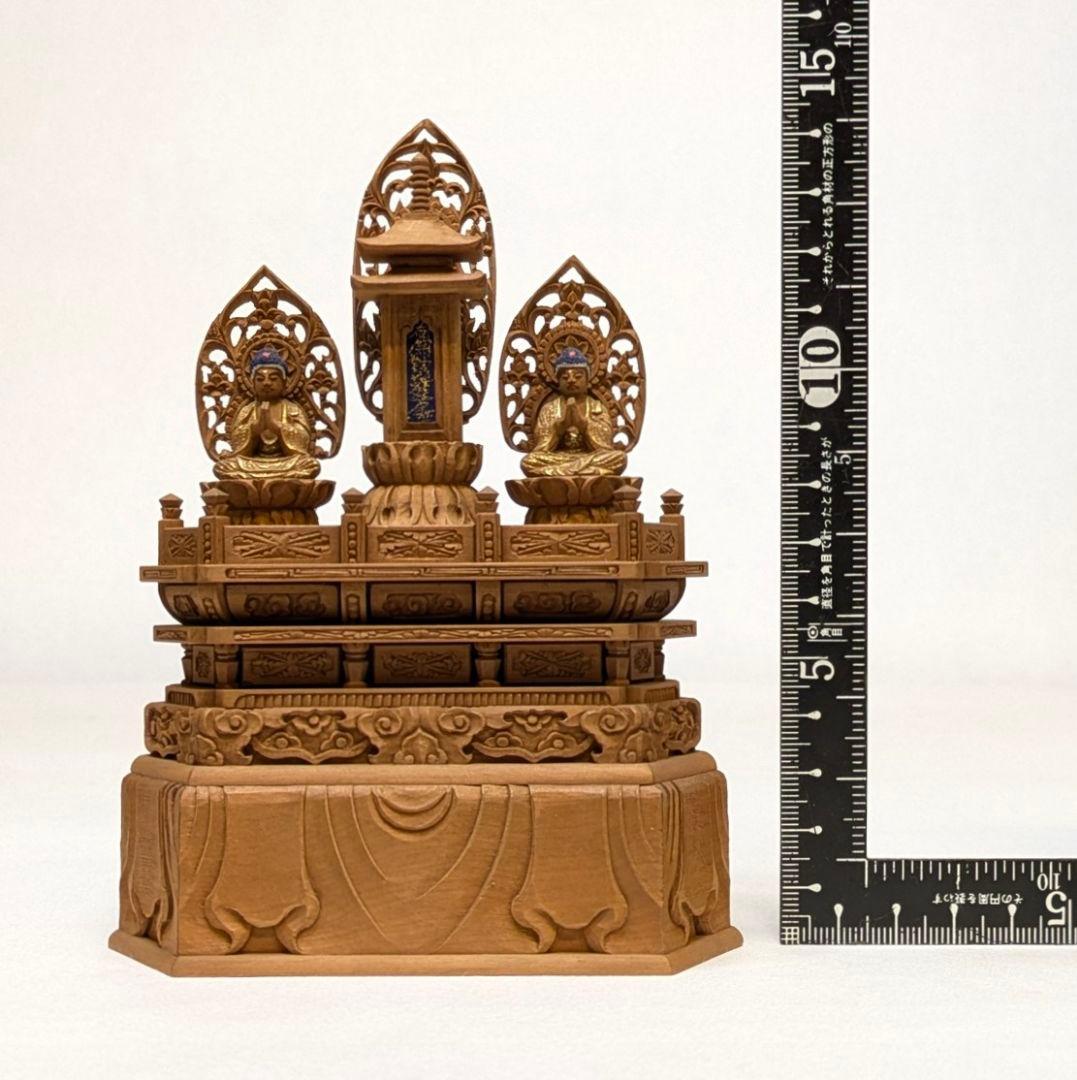 【セール・新品】 日蓮聖人　三宝尊　金泥　上彫り　総高さ約14.5㎝　日蓮