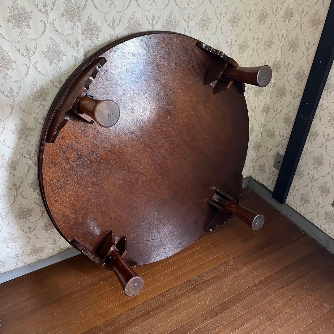 【アンティーク】木製 折り畳み座卓 センターテーブル ちゃぶ台 円卓 古家具