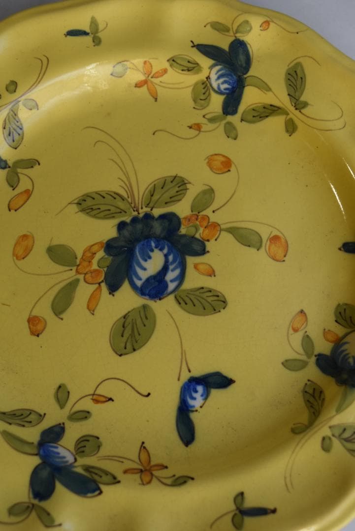 超美品　南フランス19-20世紀　 黄釉輪花平皿 伊丹十三の台所