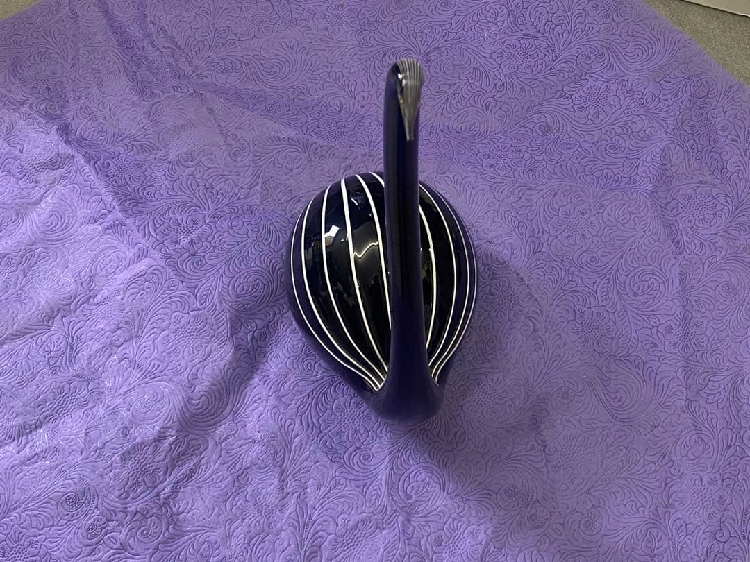 リヴィオ・セグーゾ作　ムラーノガラス　「ブラックスワン」　イタリア　1980年代