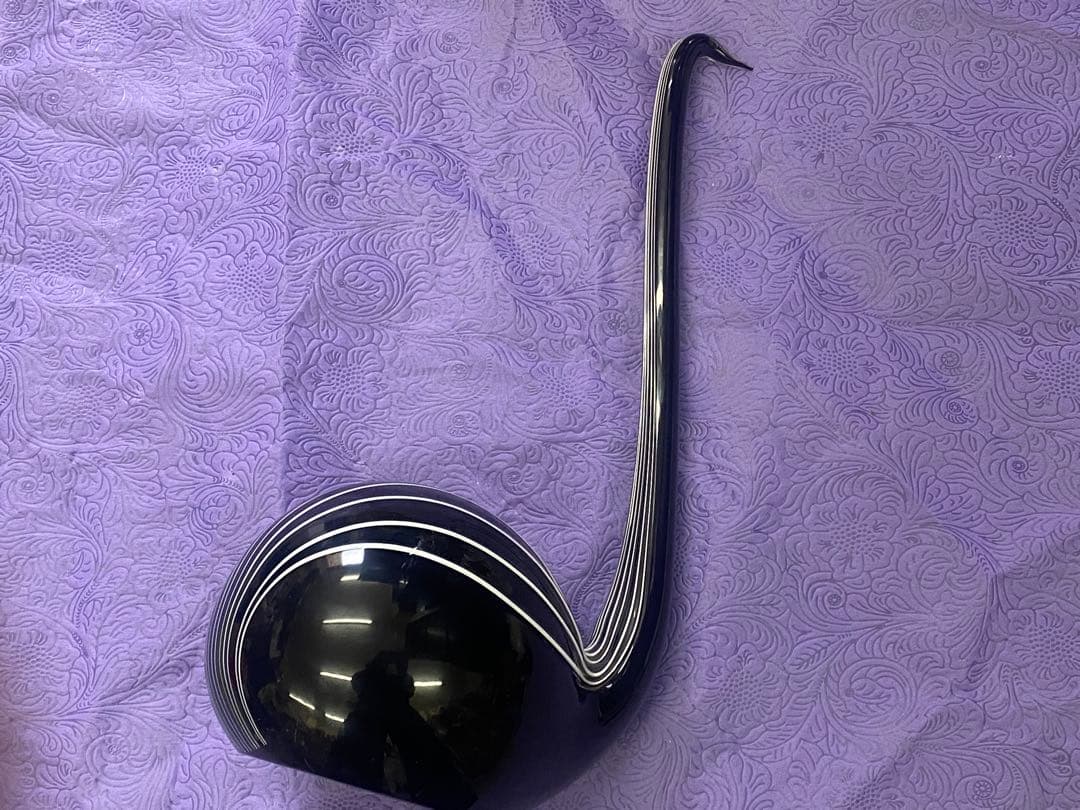 リヴィオ・セグーゾ作　ムラーノガラス　「ブラックスワン」　イタリア　1980年代