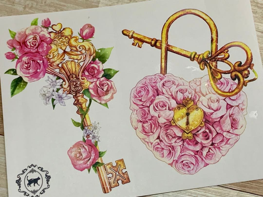 679 装飾 ステッカー  鍵　南京錠　お花