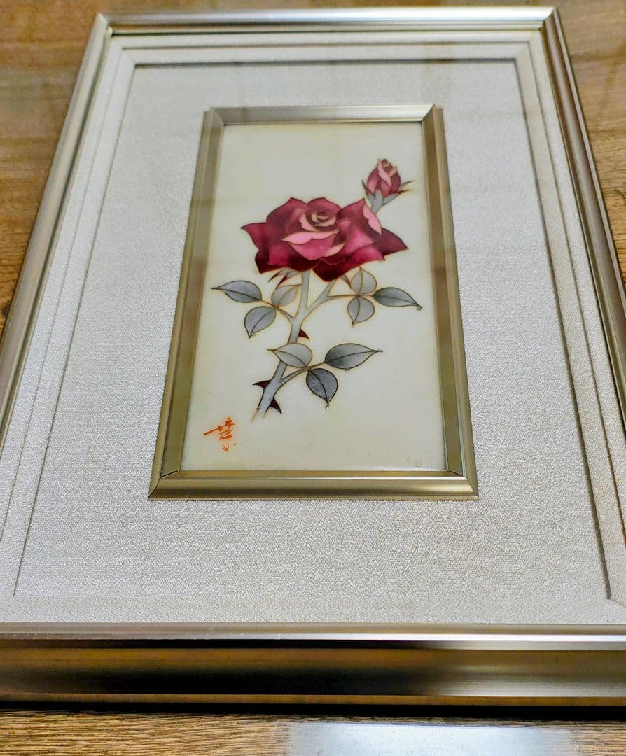 七宝焼 バラの絵画