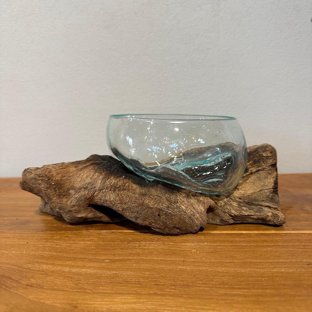 バリ島流木ガラス　w25×d18×h10cm 水槽　アクアリウムメダカ水槽181
