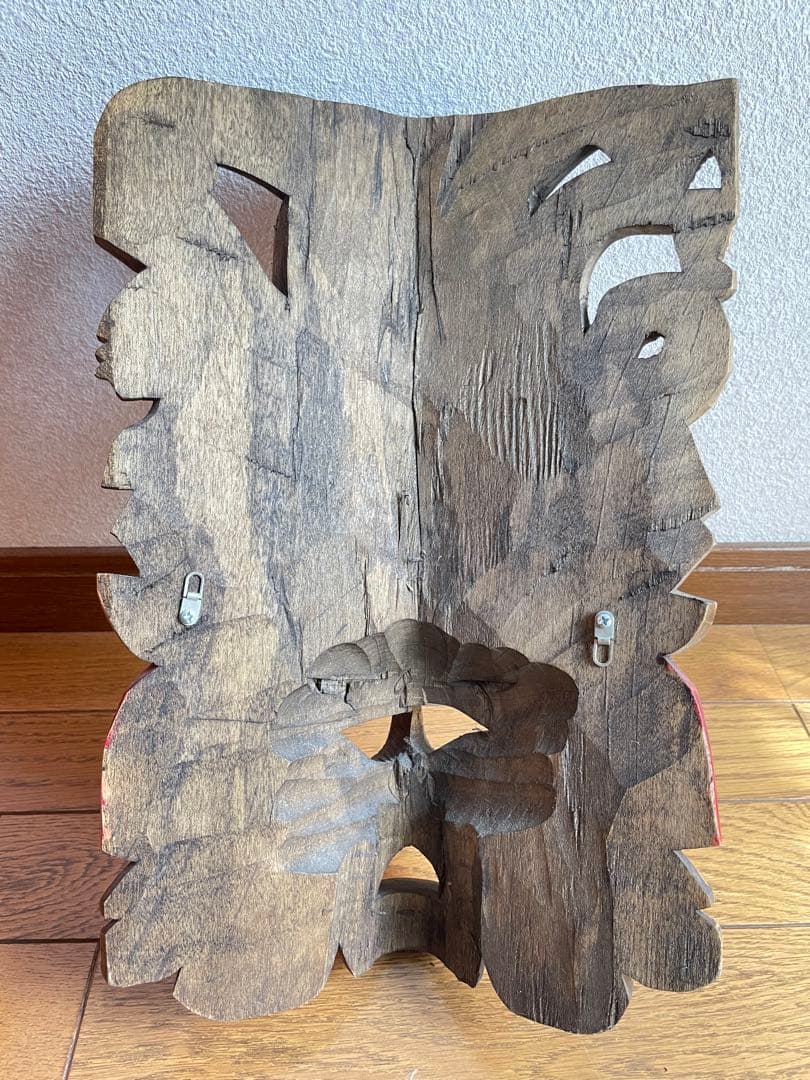 メキシコ 木彫りのマスク　木彫 彫刻 仮面 アート 芸美術 古道具 アンティーク