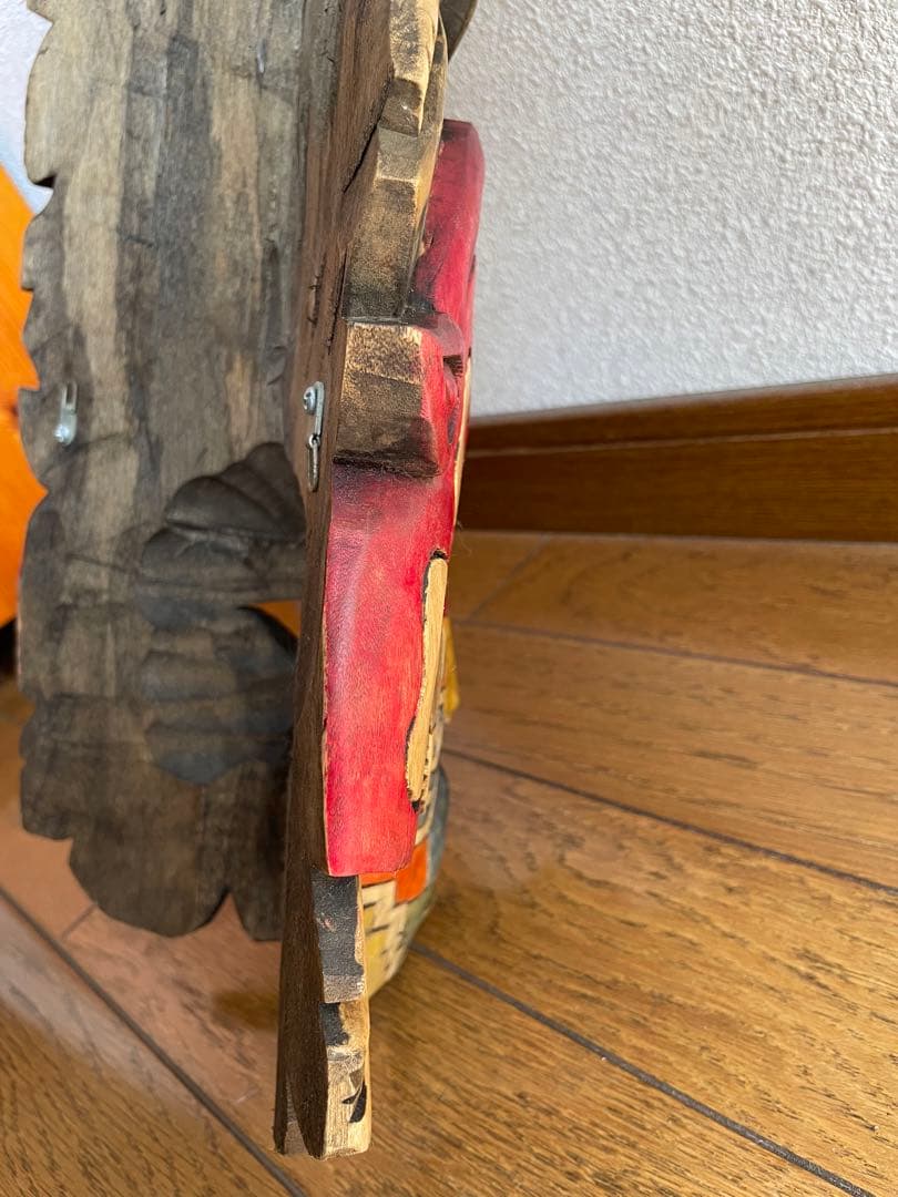 メキシコ 木彫りのマスク　木彫 彫刻 仮面 アート 芸美術 古道具 アンティーク