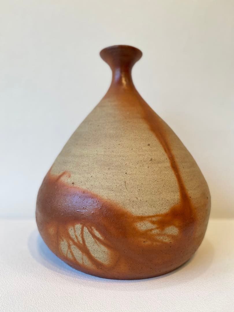 備芸会展 備前焼「火襷花入」小山一草 共箱 備前焼