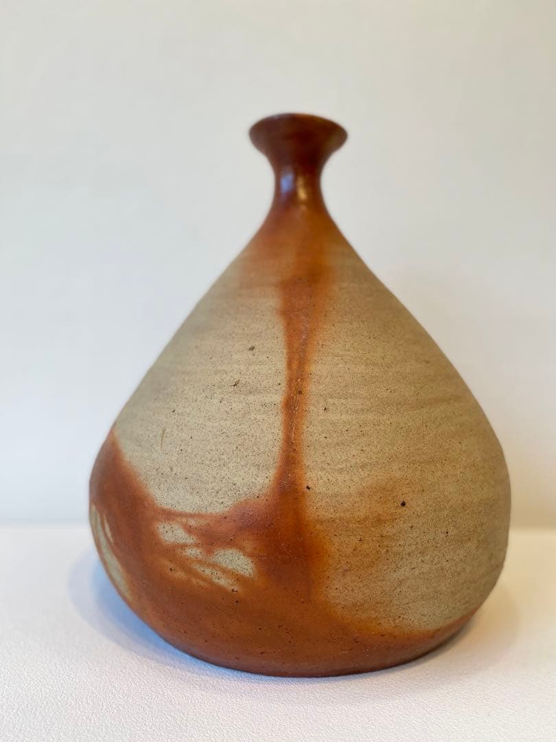 備芸会展 備前焼「火襷花入」小山一草 共箱 備前焼