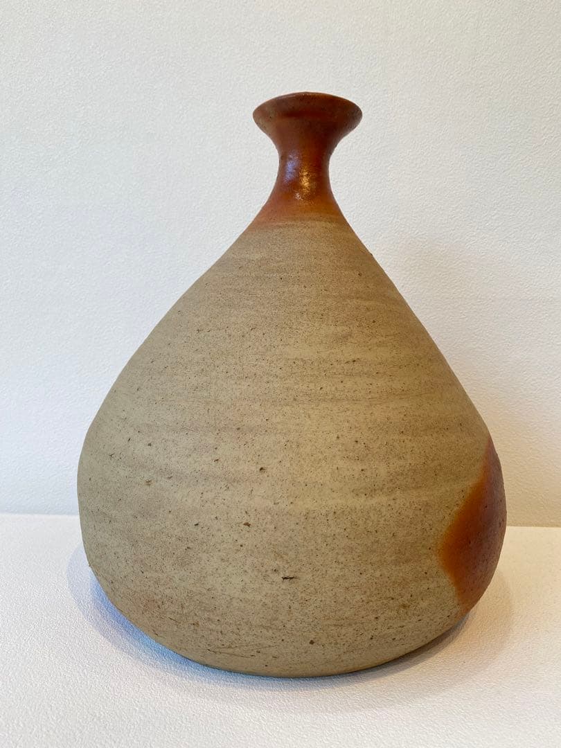 備芸会展 備前焼「火襷花入」小山一草 共箱 備前焼