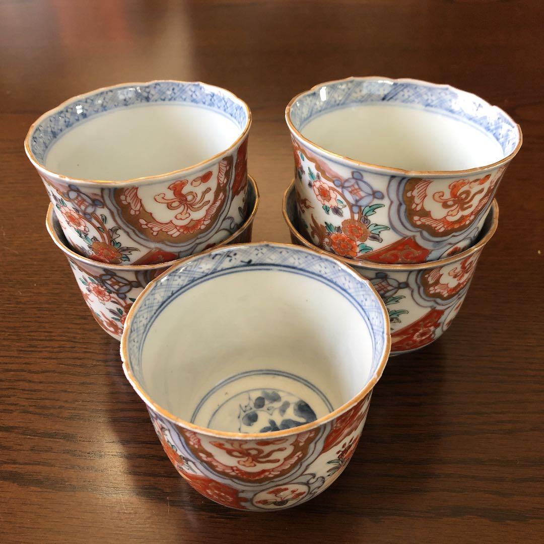 骨董☆色絵古伊万里金彩向付☆5客☆