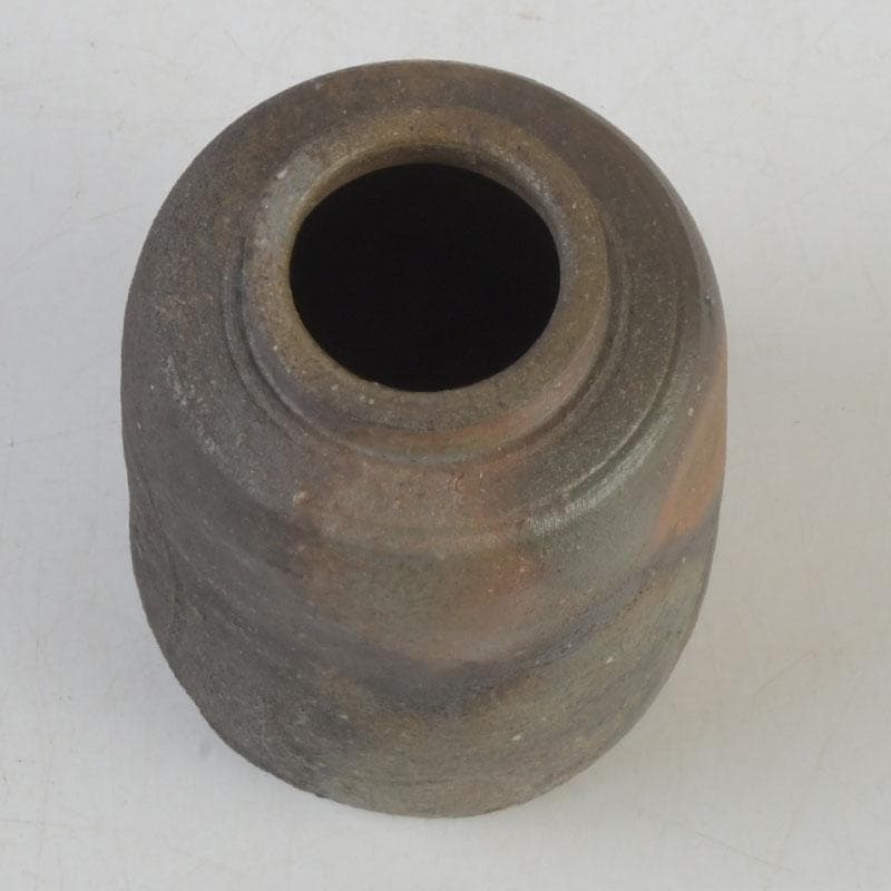 茶道具　備前焼　伊勢崎紳作　肩衝茶入　仕覆二点付　共箱　C　9774