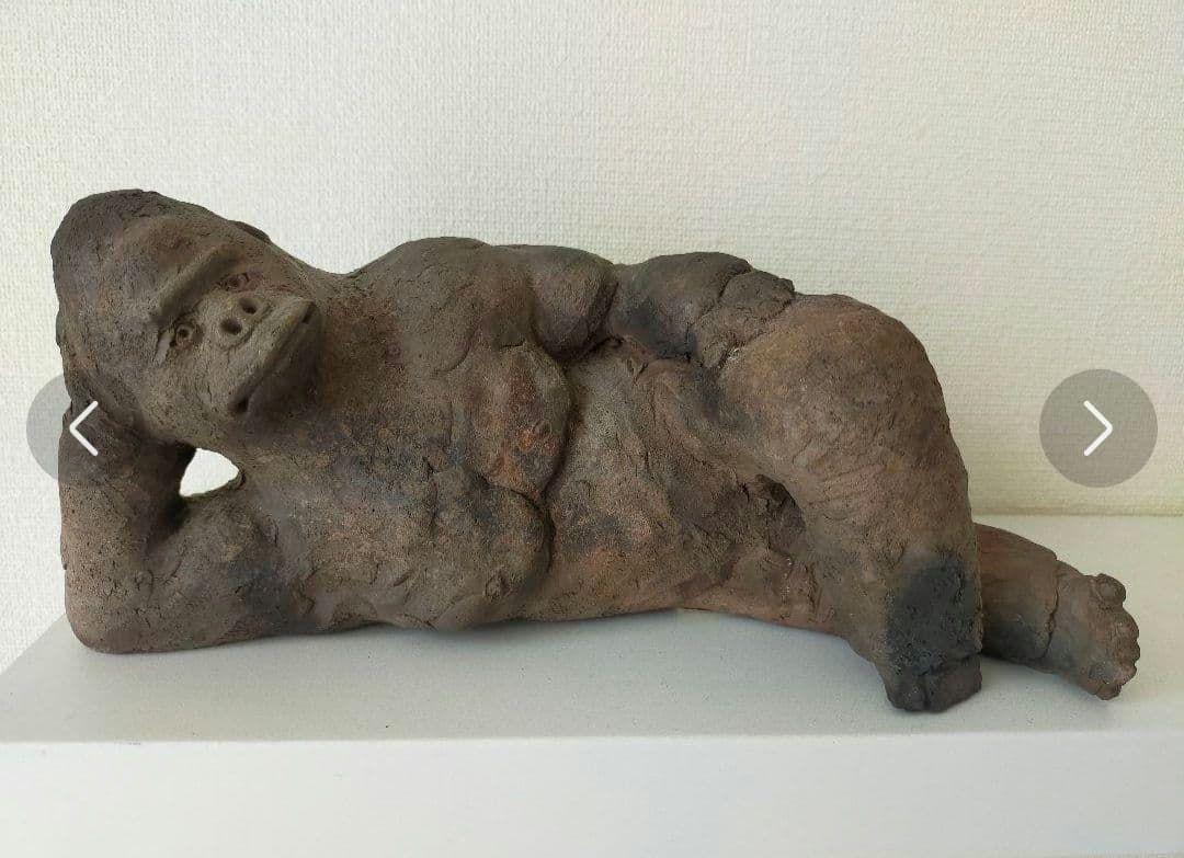 ゴリラ　素焼き　置き物　陶芸　2体セット