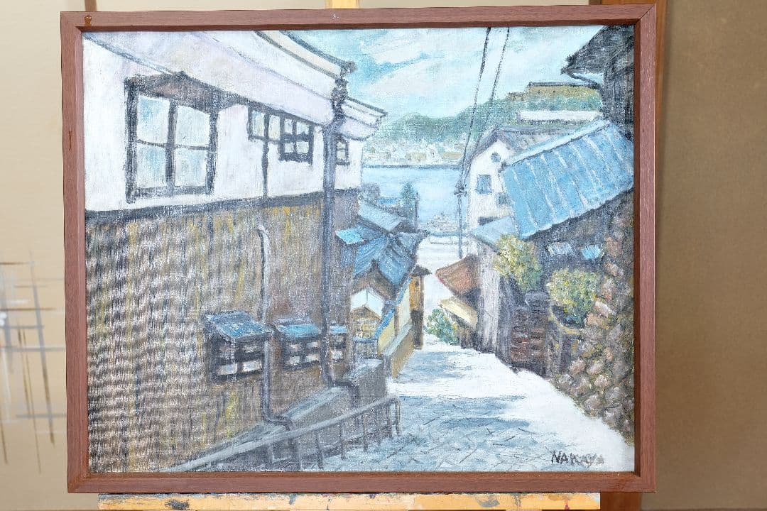 尾道　油絵　F15号　額縁付き