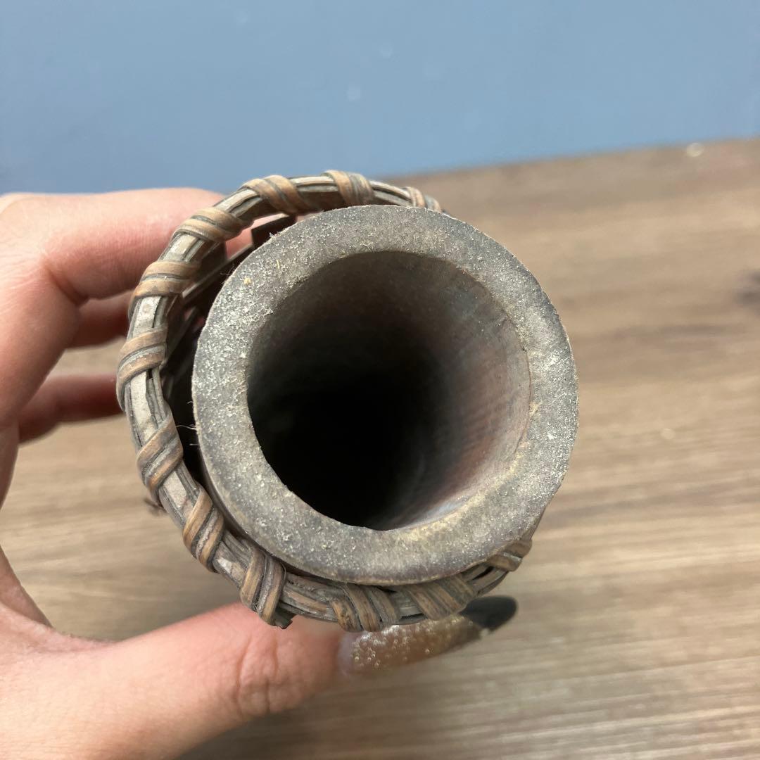 D-5 昭和レトロ 竹編み 花籠 花入れ 竹筒付き 華道具 茶道具 インテリア