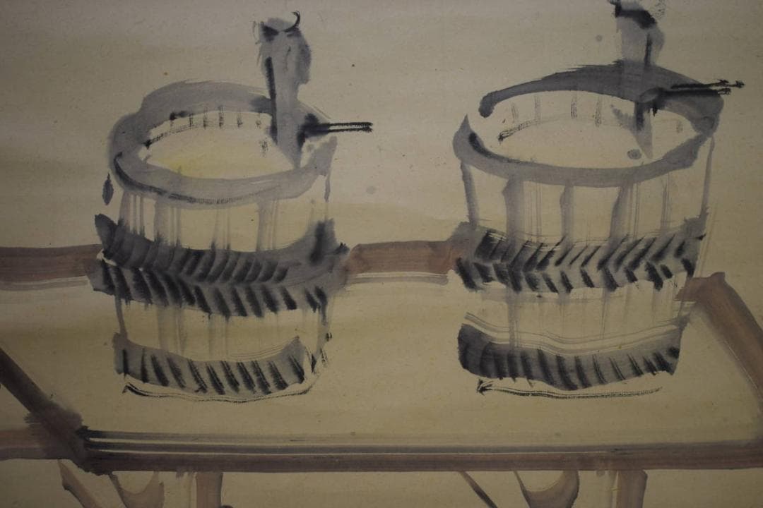 真作/谷文晁/祝賀図/鯛図/祀る/布袋屋掛軸HI-485