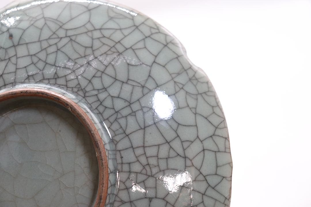 時代　ヒビ焼　水鳥紋大皿　アンティーク　送料込み250927