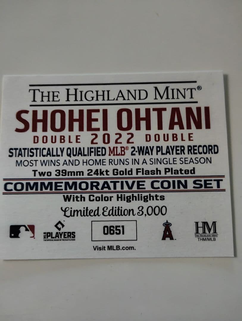 大谷翔平　2022年投打ダブル規定到達 記念ダブルゴールド•値下げしました