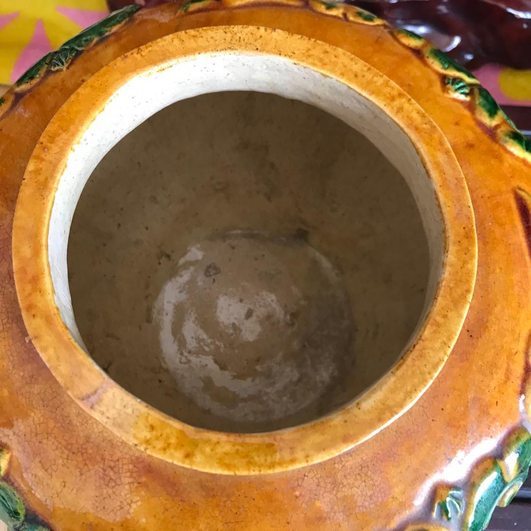 中国美術　骨董品　花瓶　壺　唐三彩　蓋付き壺　古美術　重い！6.1キロ