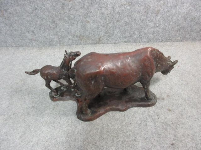 銅製 置物 [B23356] 馬の親子 在銘 インテリア オブジェ