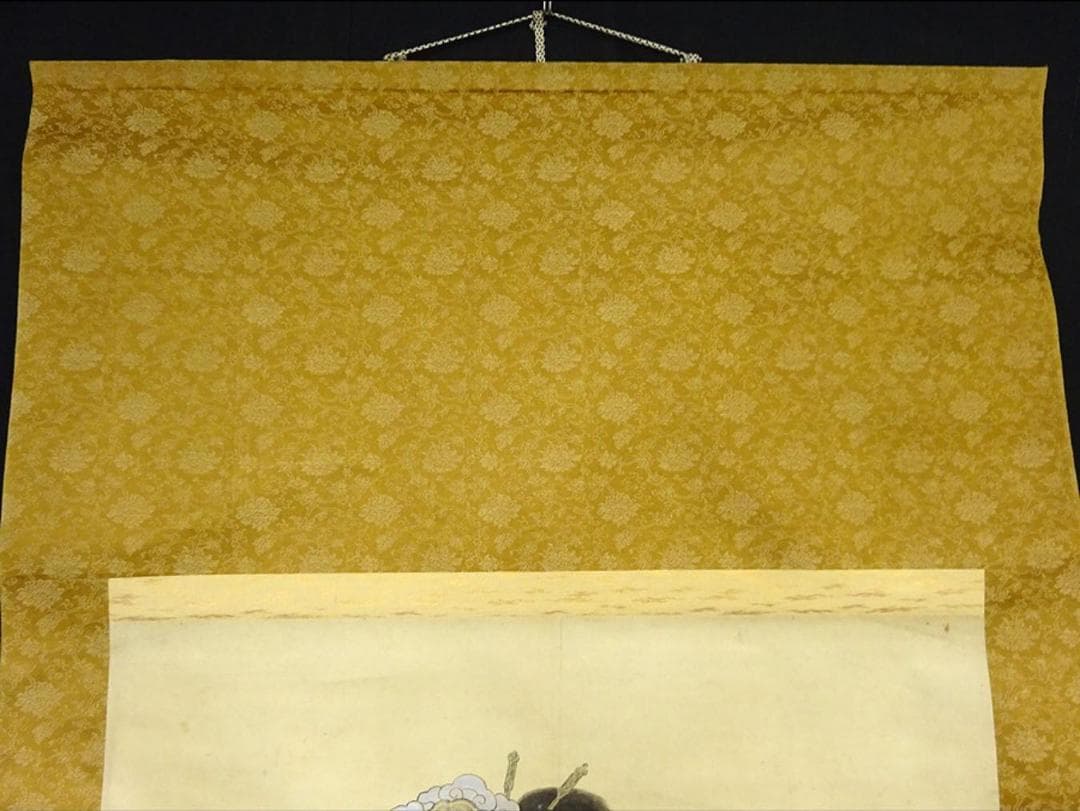 【模写】大幅掛軸 仇英『笛持美人図』中国画 紙本 肉筆 掛け軸 a010914