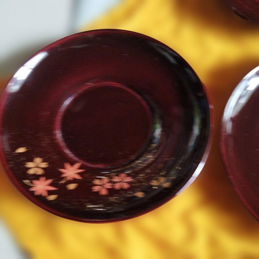 輪島塗　桜と紅葉柄　5枚(桐箱入り)