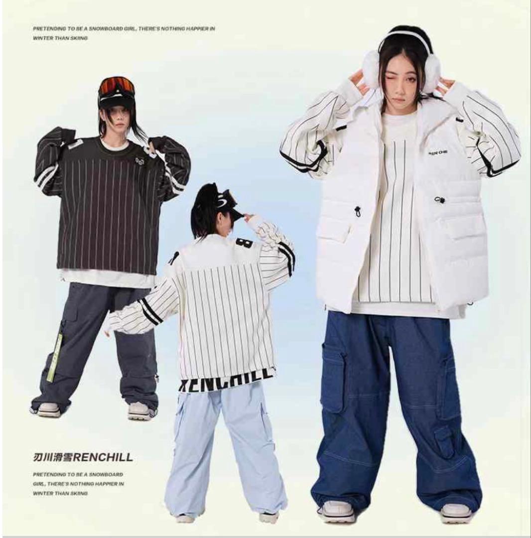 新品スノーボード ウェア スキー ウェア ストライプ柄 スノー用品 防水防寒防風