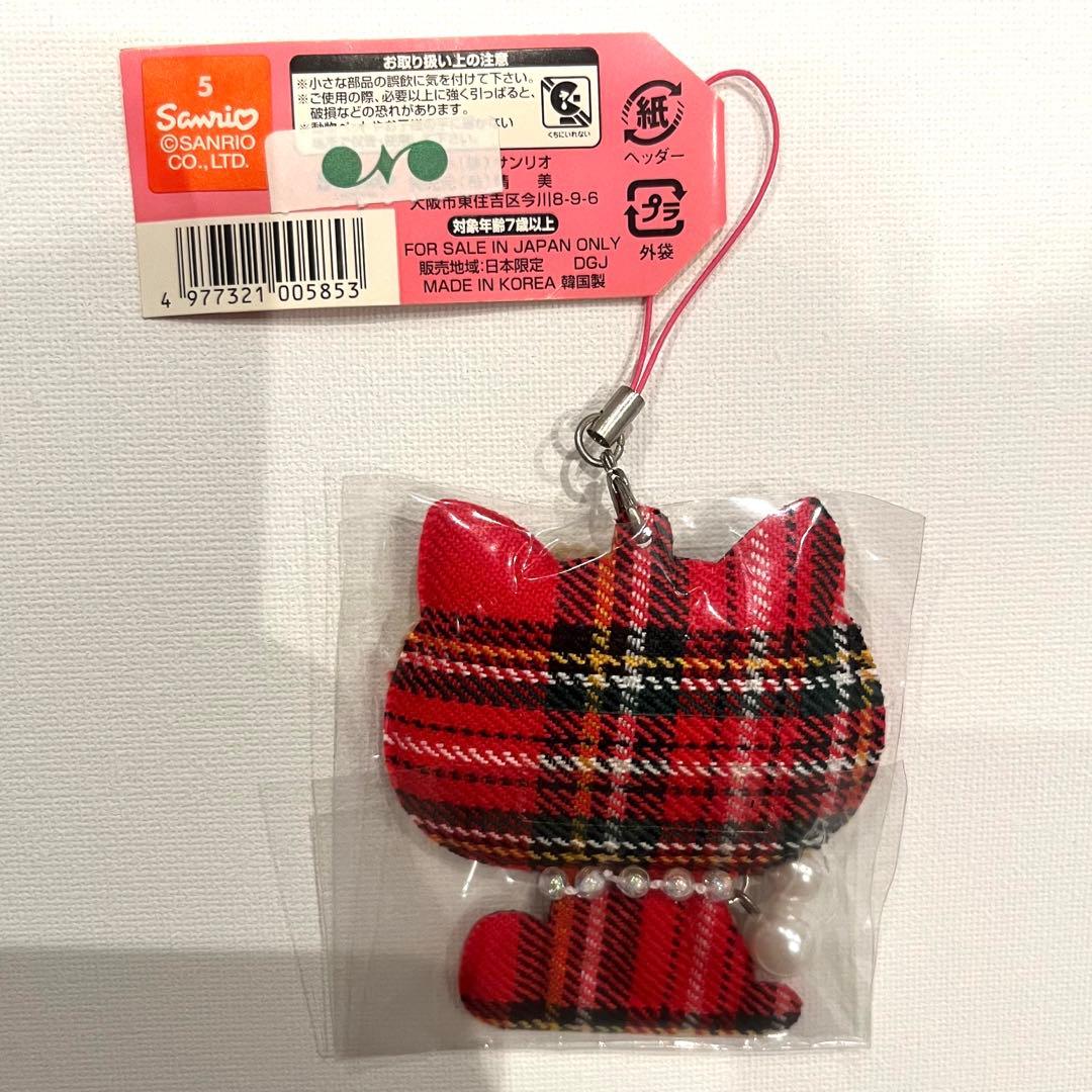 ハローキティ　チェック柄　ストラップ　レア