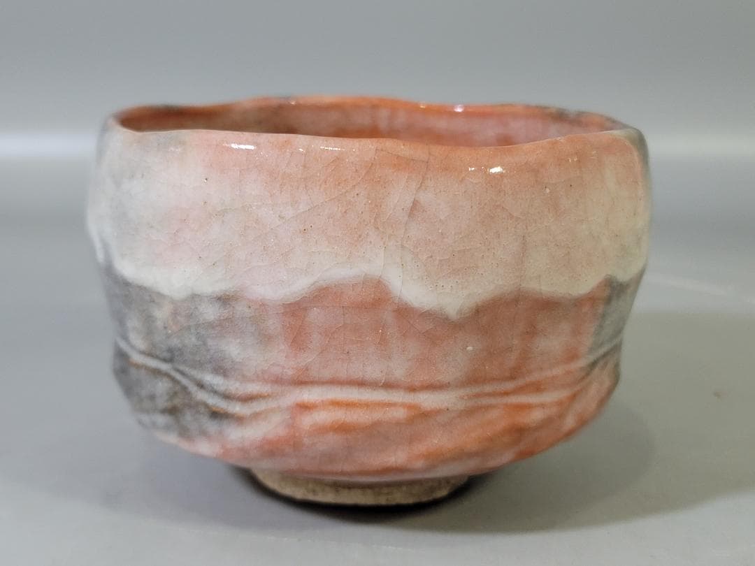 茶道具 小川長楽造 赤楽茶碗 共箱 DT759