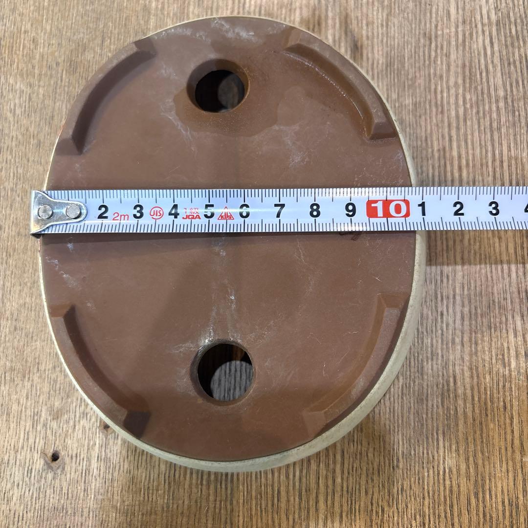 盆栽鉢／赤絵山水 楕円形 約10cm x 15cm