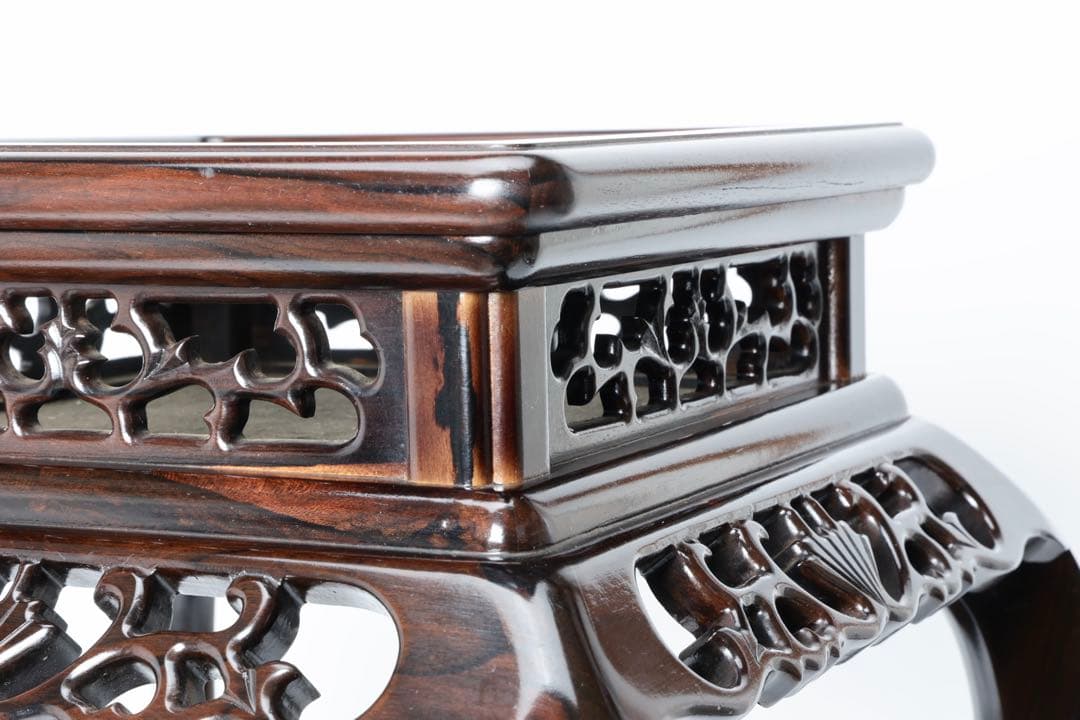 中国美術 香炉台 花台 紫壇 唐木 天然木 飾台 茶道具 四方台