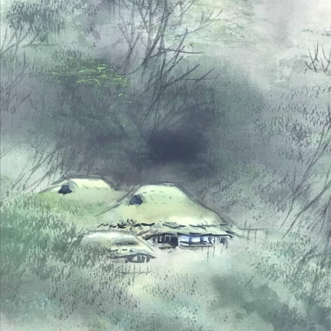 【真作】白石勝敏/山邨/山水図/掛軸/名家伝来/AD-653