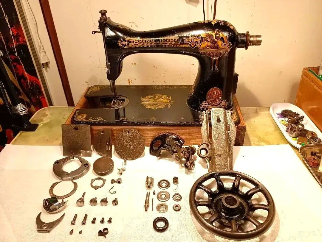 縫うためのアンティークミシン　シンガー　スフィンクス　手回し　整備済み絶好調