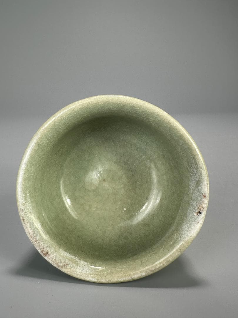 中国美術　元～明時代　龍泉窯　天龍寺　青磁　高足杯　盃　古物　唐物　旧家蔵出し