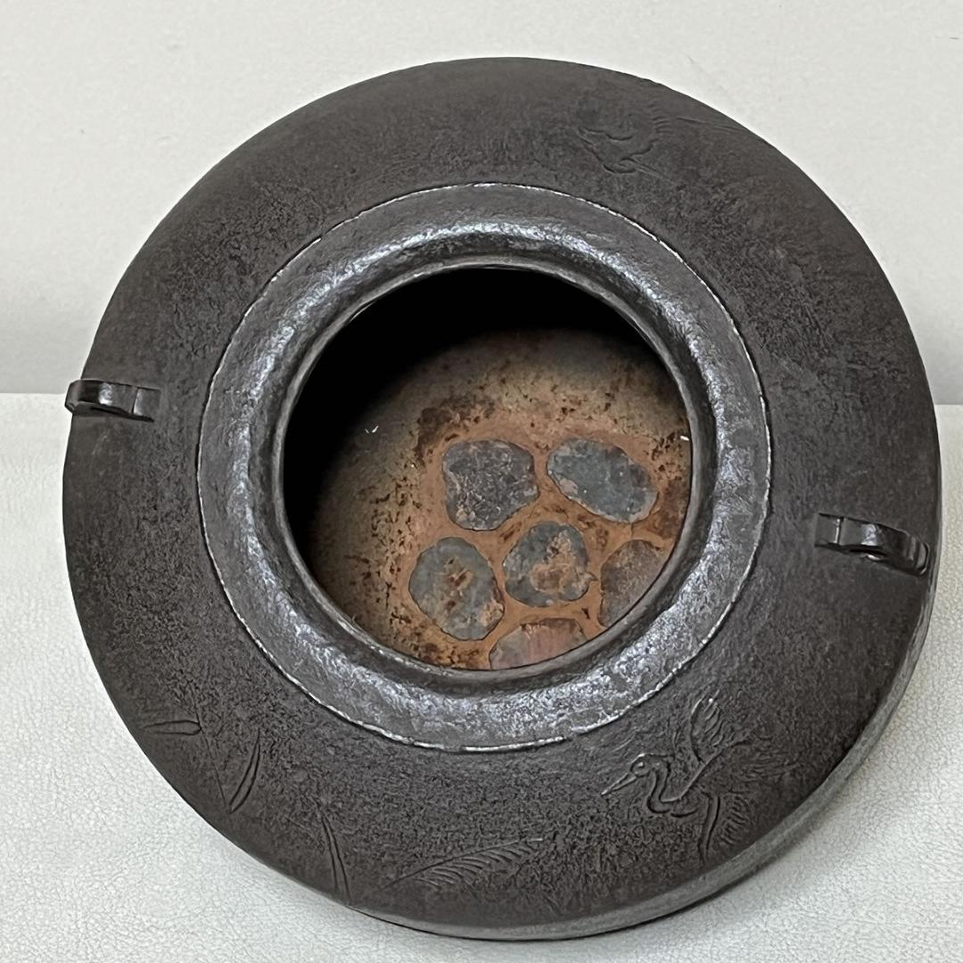 茶釜 大国藤兵衛 芦屋写 独楽形釜 共箱 茶道具 【k3638】