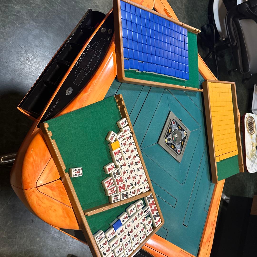 まりも　さん　専用　麻雀卓 オレンジ色 麻雀牌付き