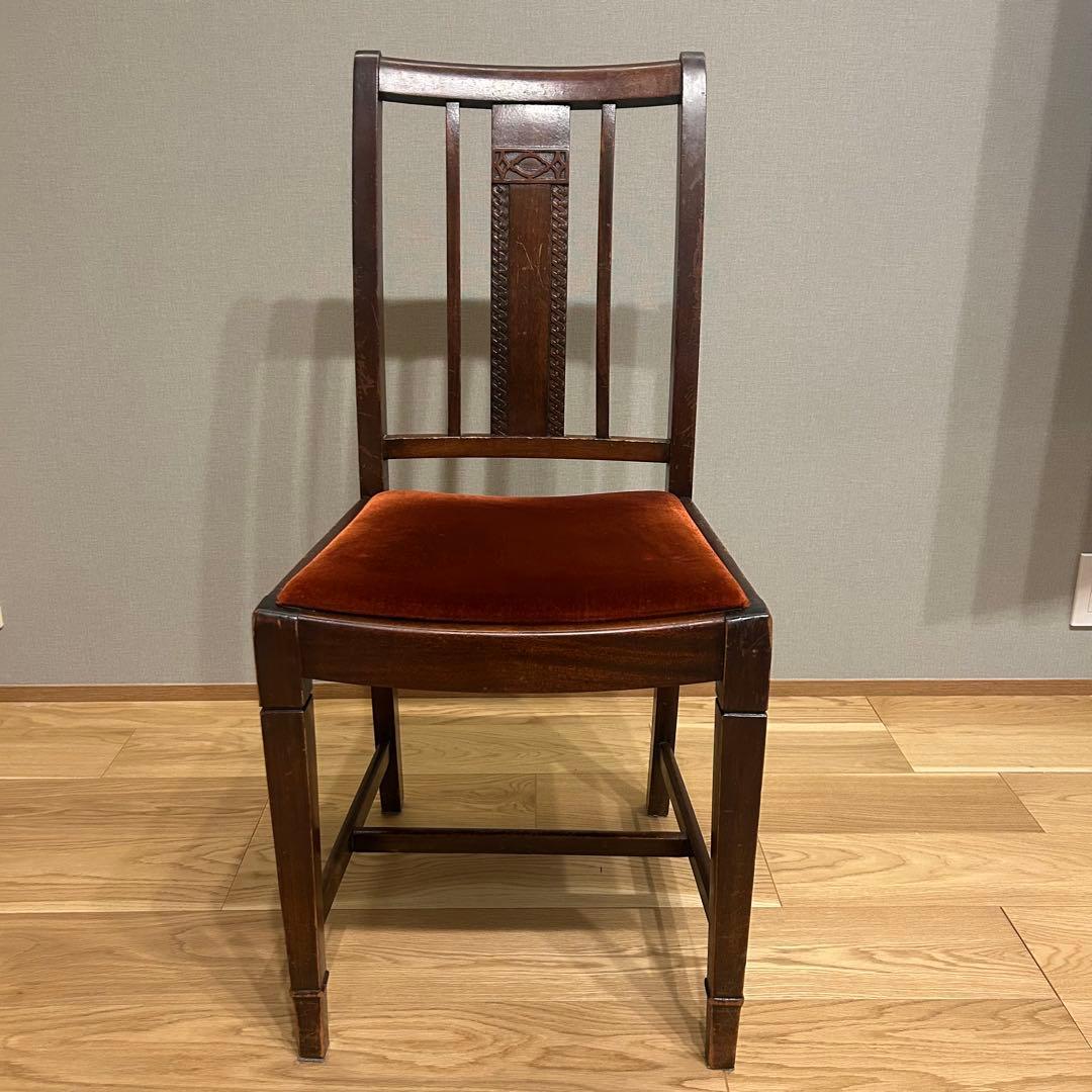 アンティーク家具　アンティークチェア　英国家具 椅子 ベルベット　二脚セット