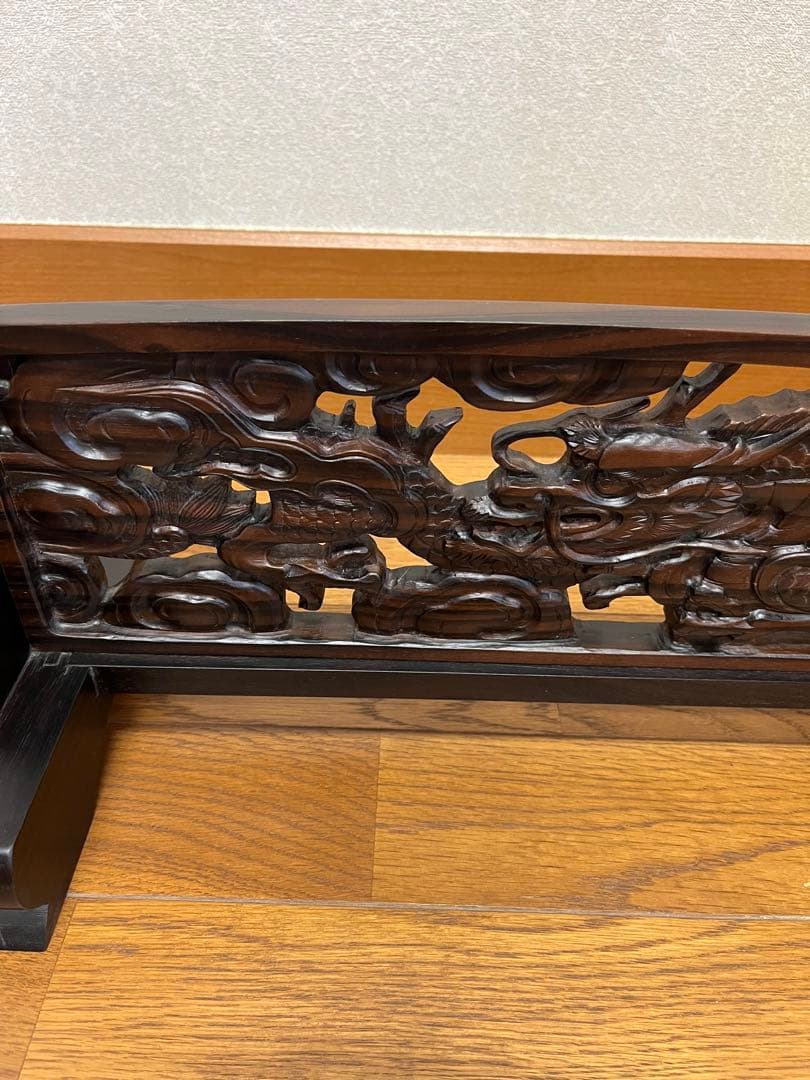 刀置き　武魂　黒檀　雲龍　座布団付き　アンティーク