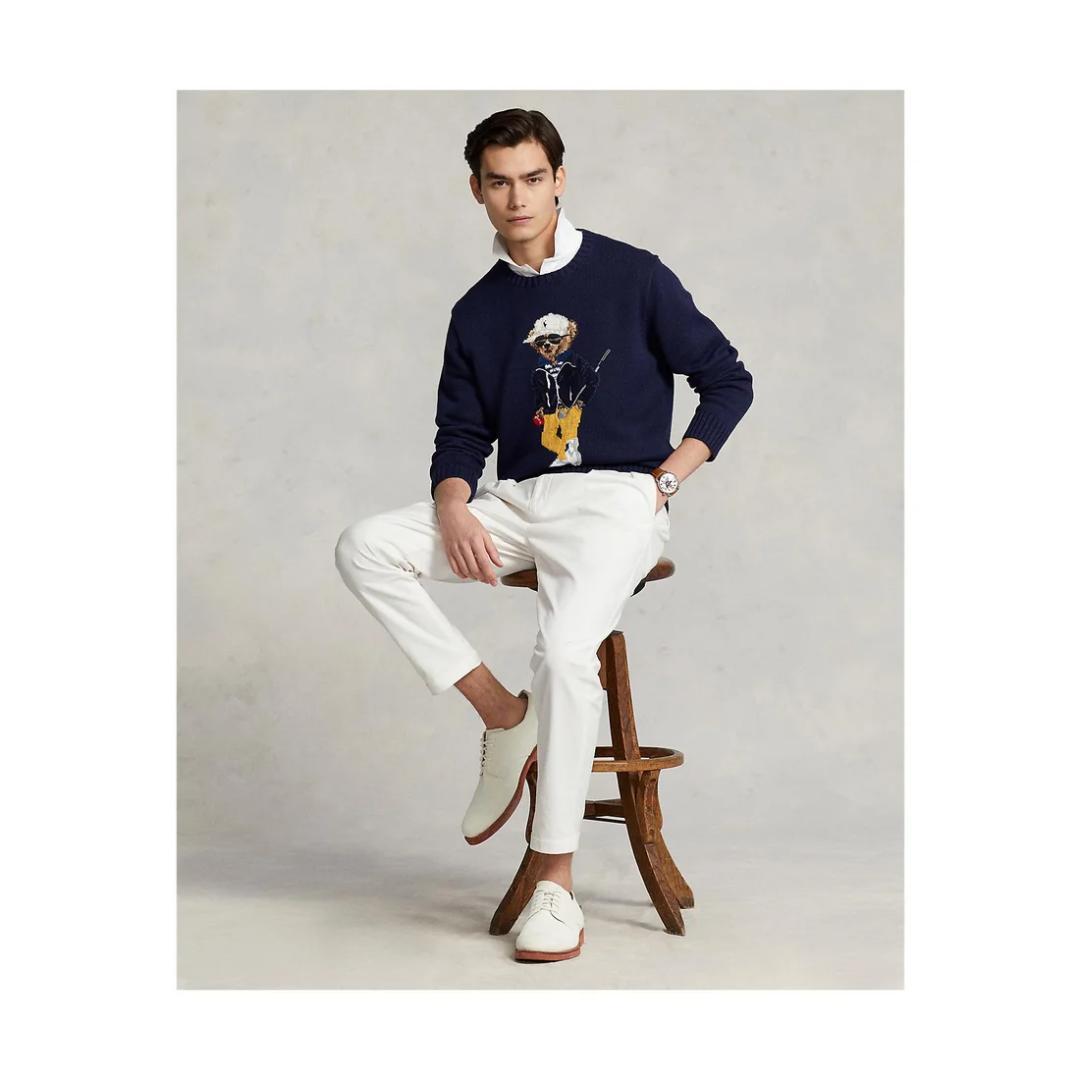 未使用 ポロベア 完売 コットンブレンドセーター S M ゴルフ RLX 紺