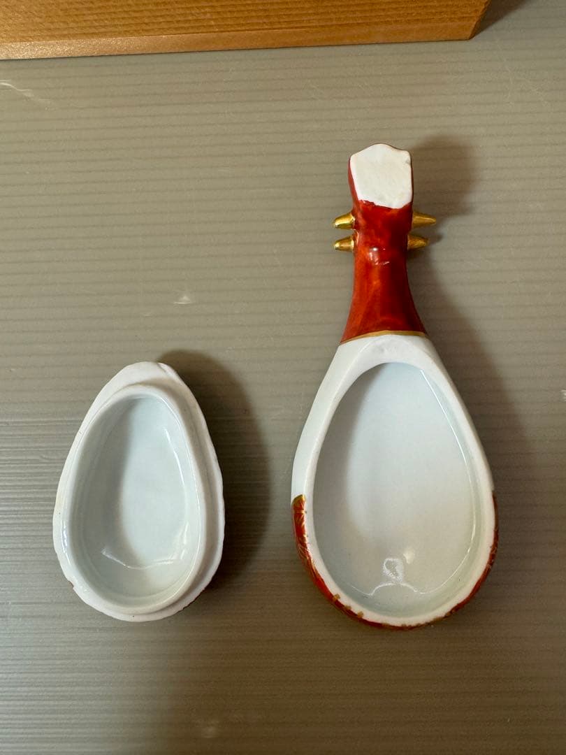 2715 茶道具 香合 色絵 琵琶　高野昭阿弥作　共箱