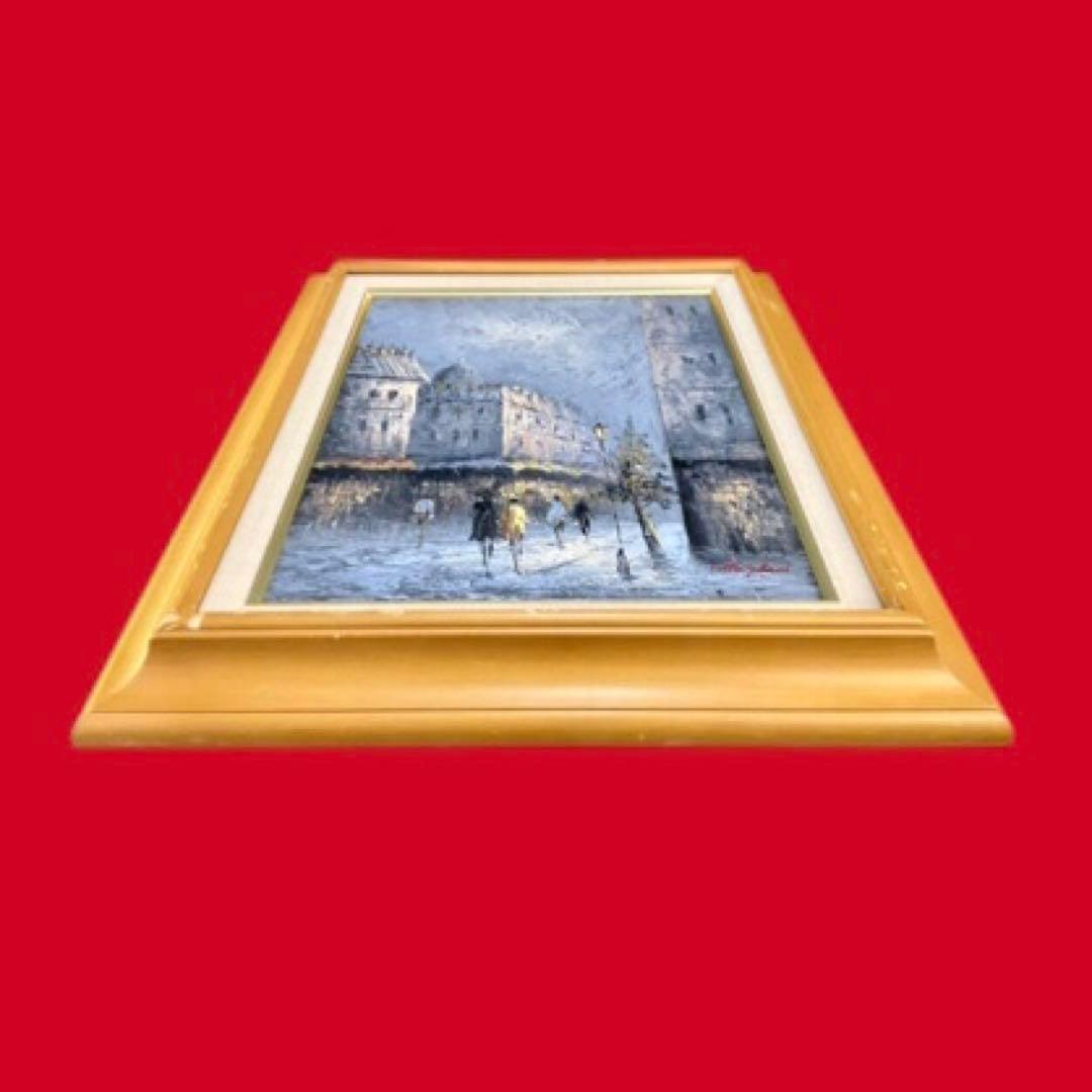 T.Mizutani 工芸画《モンマルトル》額付 56×47cm ガラス付 送込